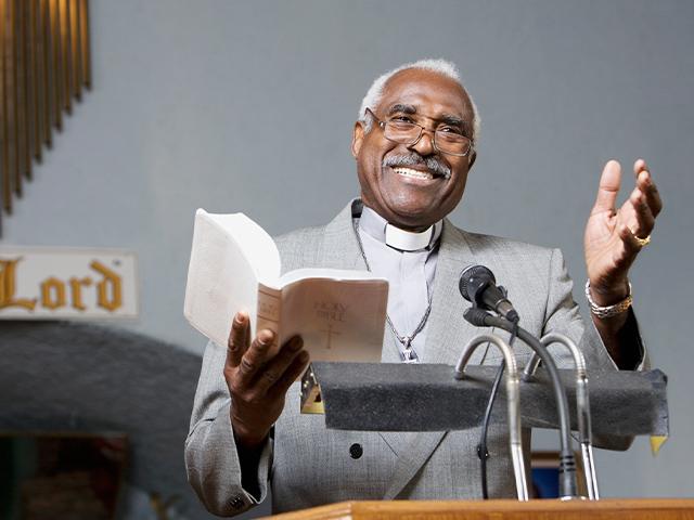 preaching from the pulpit in a church