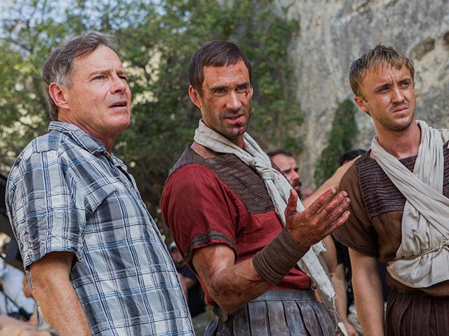 Director Kevin Reynolds, Joseph Fiennes and Tom Felton in Risen
