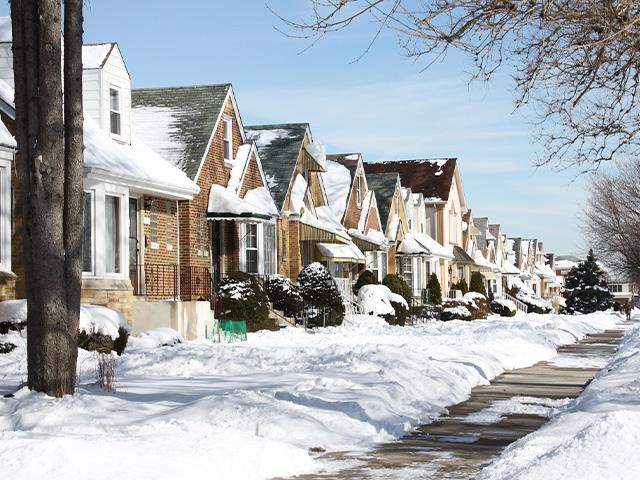 snowy chicago neighborhood