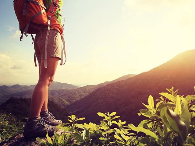 woman wearing hiking boots