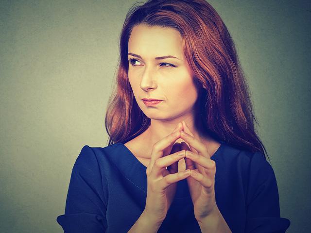 young woman with an odd expression on her face