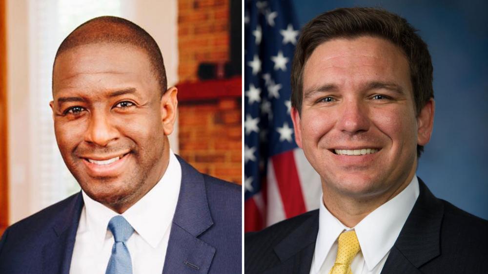 Democrat Andrew Gillum, left, congratulated Republican Ron DeSantis after a hard fought race to see which candidate would be the next Florida governor. Democrat Andrew Gillum, left, congratulated Republican Ron DeSantis after a hard fought race to see which candidate would be the next Florida governor.