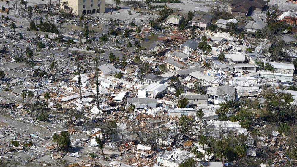 Demolished homes in the aftermath of Hurricane Ian, Thursday, Sept. 29, 2022, in Fort Myers, FL. (AP Photo/Wilfredo Lee)