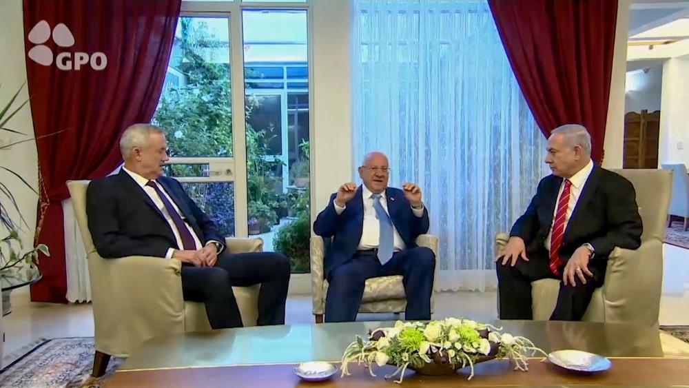 Benjamin Netanyahu, Reuven Rivlin, and Benny Gantz in the wake of Israel&#039;s inconclusive election