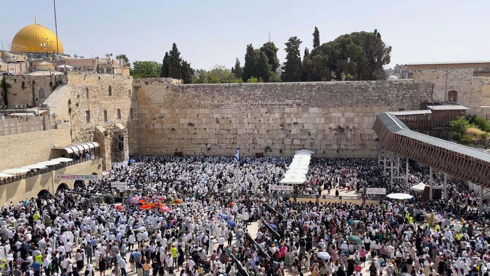 Thousands gather at the Western Wall for the Kohanim Blessing during Passover 2024. Photo Credit: CBN News.