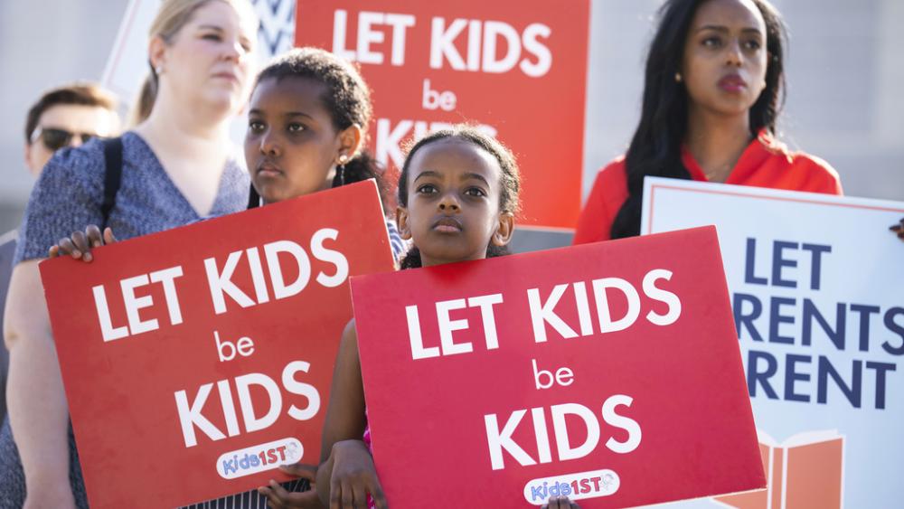 Demonstrators outside the Supreme Court on April 22, 2025. (Tom Williams/CQ Roll Call via AP Images)