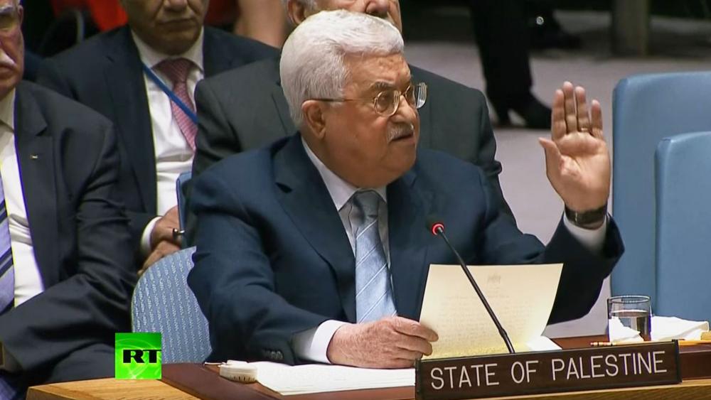 Palestinian President Mahmoud Abbas Addresses the UNSC, Photo, Screen Capture, RT