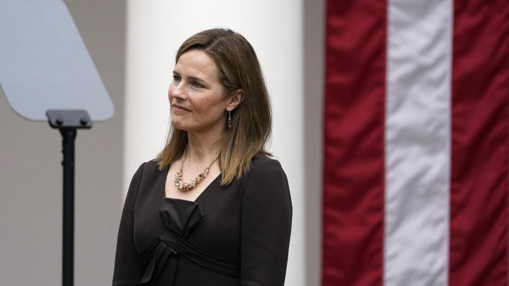Judge Amy Coney Barrett listens as President Trump announces Barrett as his nominee to the Supreme Court (AP Photo/Alex Brandon)