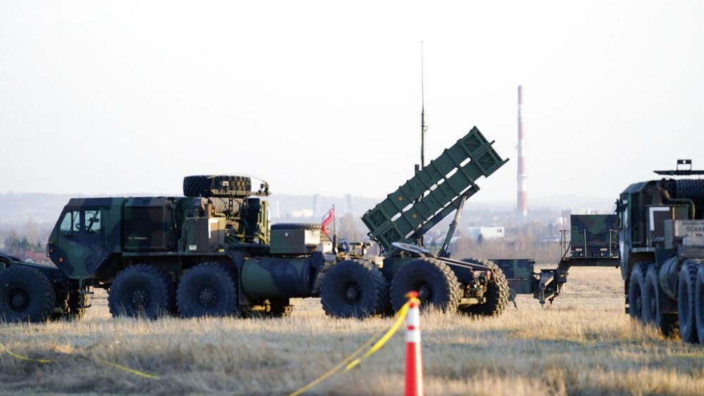  Patriot missles are seen at the Rzeszow-Jasionka Airport, March 25, 2022, in Jasionka, Poland. U.S. officials say the Biden administration is poised to approve sending a Patriot missile battery to Ukraine. (AP Photo/Evan Vucci, File)