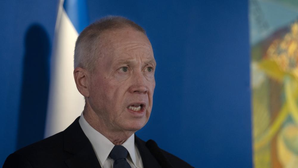 Israeli Minister of Defence Yoav Gallant speaks during a joint statement with his U.S. counterpart, Secretary of Defense Lloyd Austin following their meeting at Ben Gurion International Airport in Thursday, March 9, 2023. (AP Photo/Maya Alleruzzo)