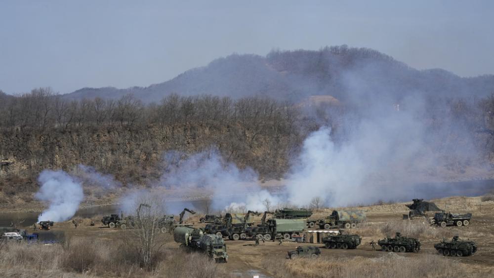 The South Korean and U.S. militaries launched their biggest joint military exercises in years Monday, as North Korea said it conducted submarine-launched cruise missile tests in apparent protest of the drills it views as an invasion rehearsal. (AP Photo/A