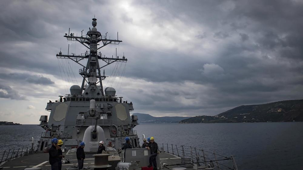 This Nov. 12, 2018 photo shows The USS Carney in the Mediterranean Sea. The American warship and multiple commercial ships came under attack Sunday, Dec. 3, 2023 in the Red Sea. (Mass Communication Specialist 1st Class Ryan U. Kledzik/U.S. Navy via AP)