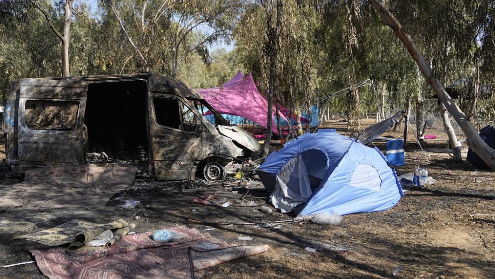 The site of a music festival in southern Israel, Oct. 12, 2023. Israeli officials say victim testimony and evidence indicate that Hamas carried out widespread sexual crimes during their Oct. 7 attack in southern Israel. (AP Photo/Ohad Zwigenberg, File)