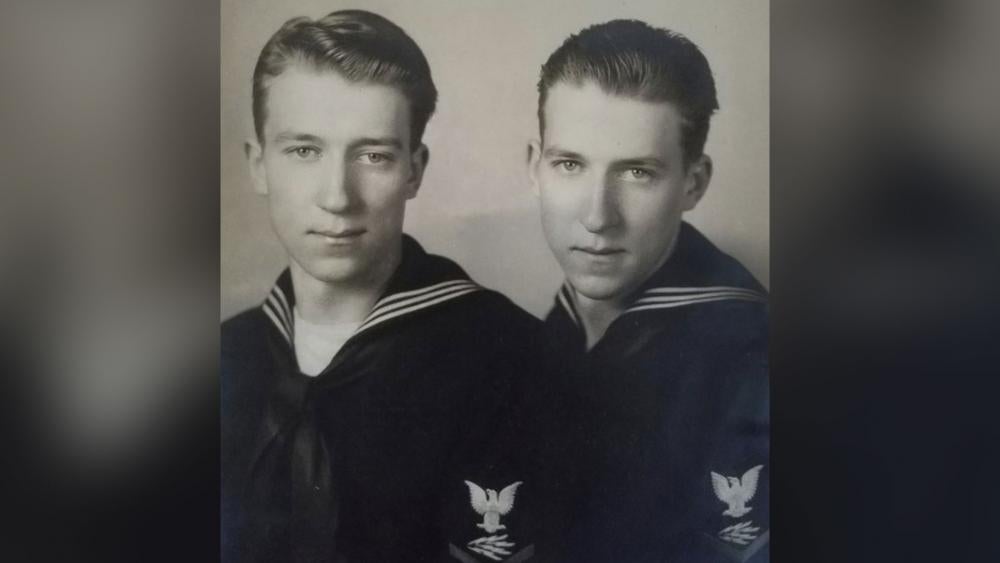 Twin brothers Julius Pieper, left, and Ludwig Pieper in their U.S. Navy uniforms. 