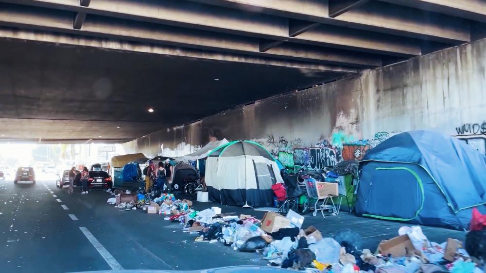 California&#039;s homeless crisis is on daily display (Photo: CBN News screen capture)