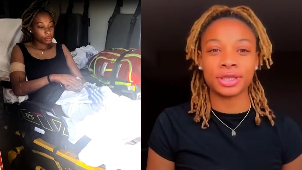 Mya Grimes survived being sucked out of her car by a tornado