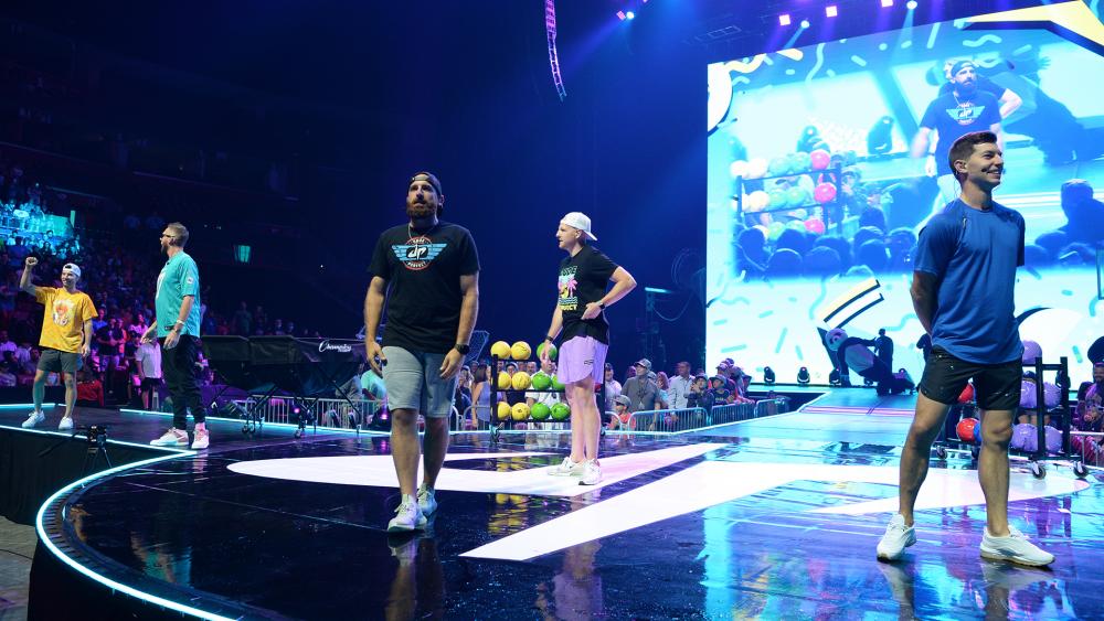Dude Perfect performs for the That&#039;s Happy Summer Tour at The FLA Live Arena on June 30, 2022 in Sunrise, Florida. Credit: mpi04/MediaPunch /IPX