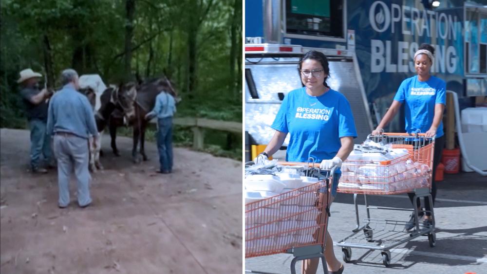 Pack Mules Take Insulin to Trapped Helene Victims, Operation Blessing Serving Hundreds of Hot Meals 