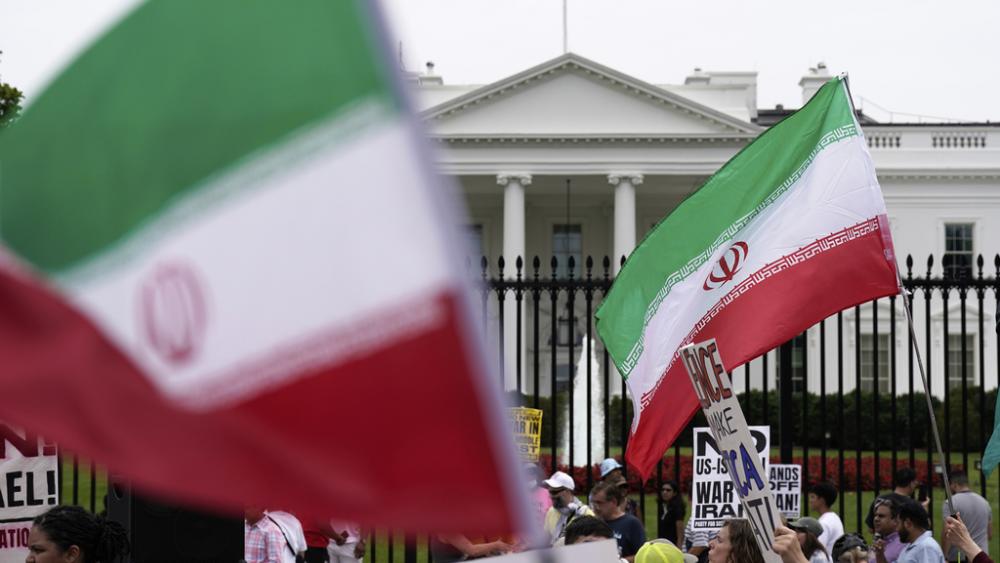 Pro-Iran protesters rally outside the White House, June 22, 2025. (AP Photo/Jose Luis Magana)