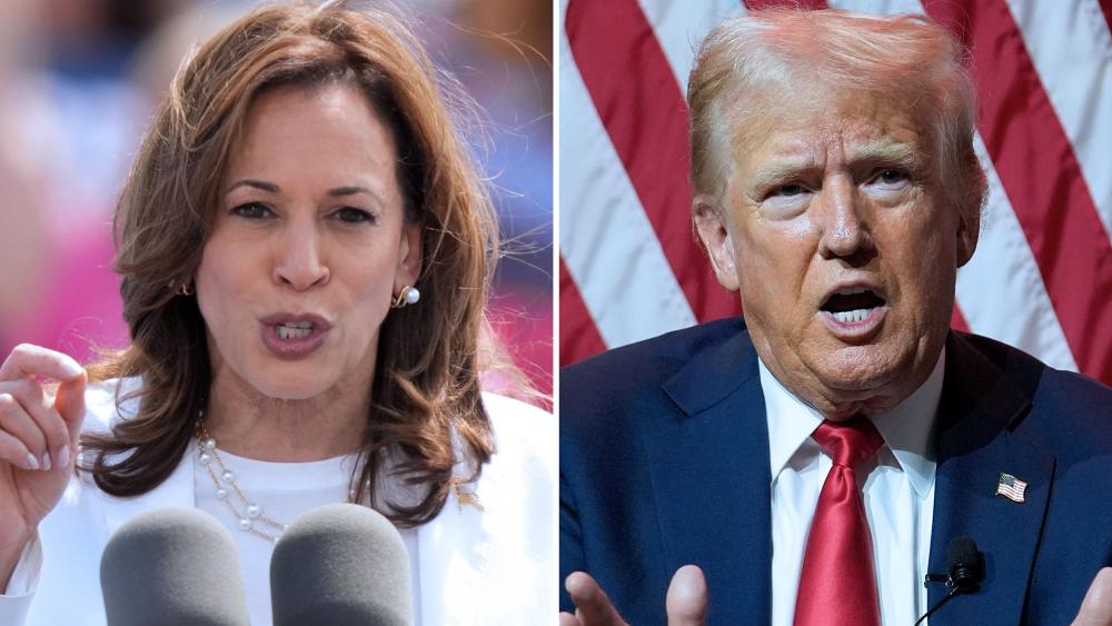 Vice President Kamala Harris and Republican presidential candidate former President Donald Trump. (AP Photo/Charles Rex Arbogast)