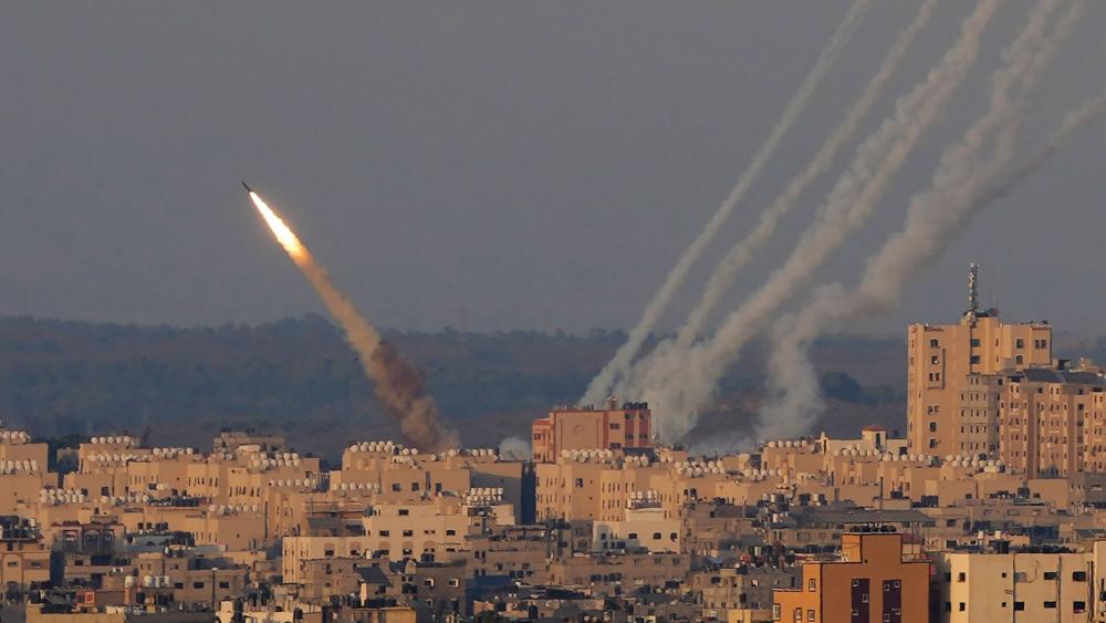 Rockets are launched from the Gaza Strip towards Israel, in Gaza City, Sunday, Aug. 7, 2022. (AP Photo/Hatem Moussa, File)