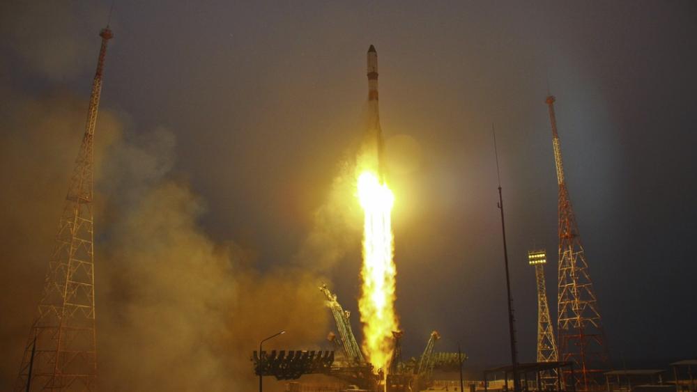 Russian Soyuz rocket with the Progress MS-26 cargo spaceship blasts off for the International Space Station on Thursday, Feb. 15, 2024. (Photo: Roscosmos State Space Corporation via AP)