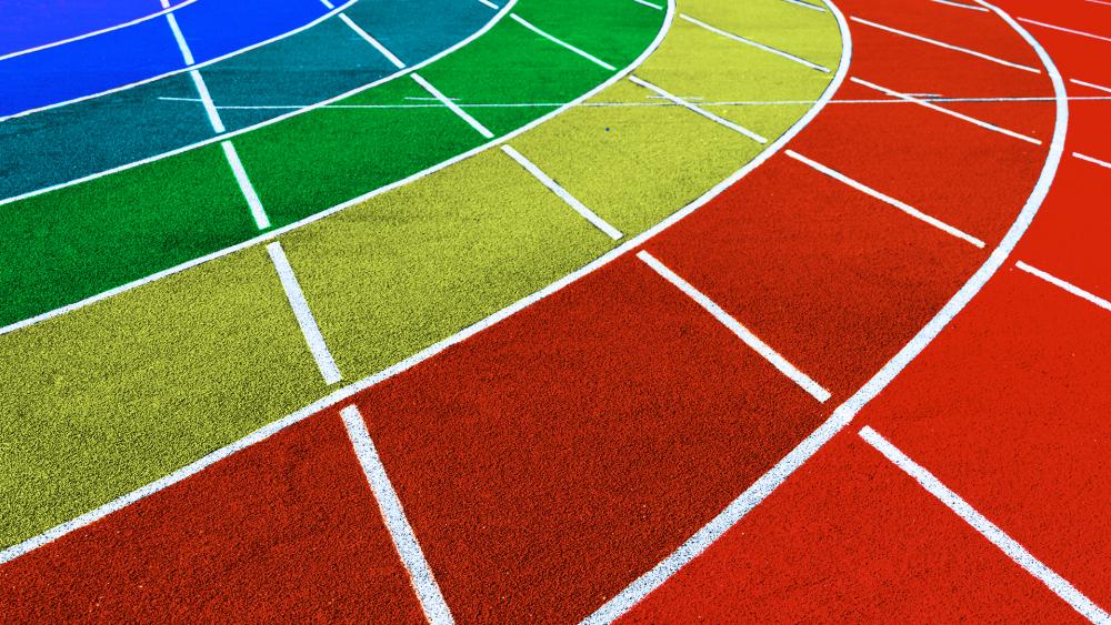 rainbow sport running tracking (Adobe stock image)