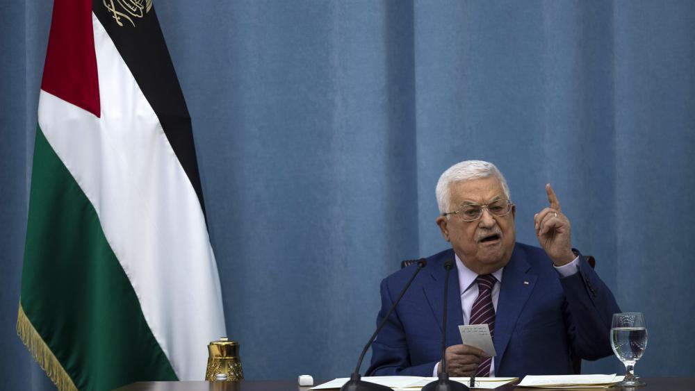 In this May 12, 2021 file photo, Palestinian President Mahmoud Abbas speaks a meeting of the PLO executive committee. (AP Photo/Majdi Mohammed, File)