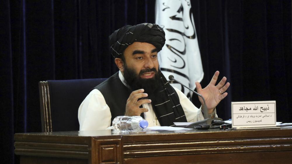Taliban spokesman Zabihullah Mujahid speaks during a press conference in Kabul, Afghanistan Tuesday, Sept. 7, 2021.