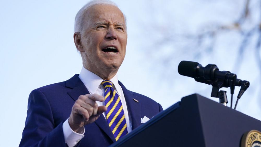 President Joe Biden speaks in support of changing the Senate filibuster rules to ensure the right to vote is defended. Tuesday, Jan. 11, 2022, in Atlanta. (AP Photo/Patrick Semansky)