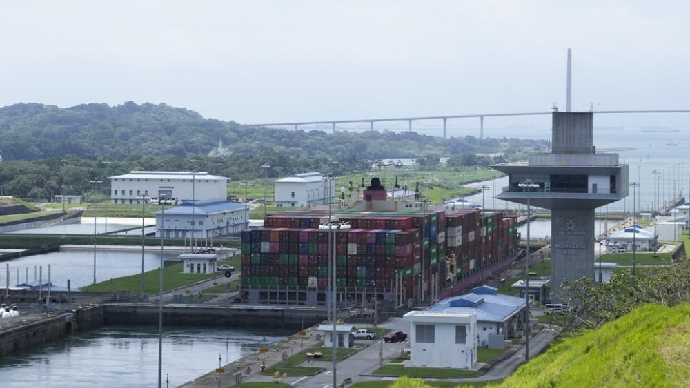 The Panama Canal Authority is limiting traffic to 32 daily ship transits through the canal after months of drought and an ongoing water crisis. (AP Photo/Arnulfo Franco)