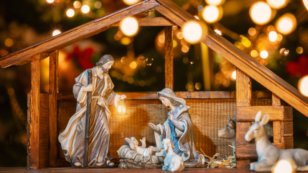 Baby Jesus in a manger nativity set