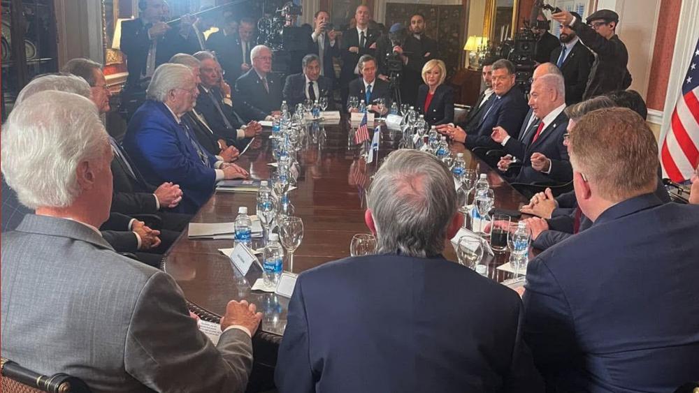 Israeli Prime Minister Benjamin Netanyahu met with more than a dozen evangelical Christian leaders on Monday, February 3, 2025, at the Blair House in Washington, D.C. Photo Credit: Photo: Prime Minister&#039;s Office