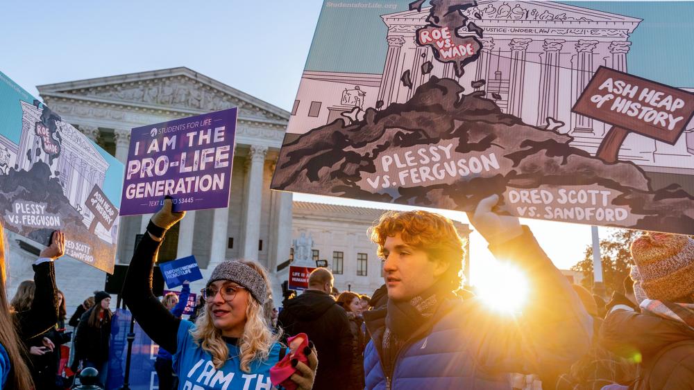 Pro-life protesters at the Supreme Court (AP Photo/Andrew Harnik)