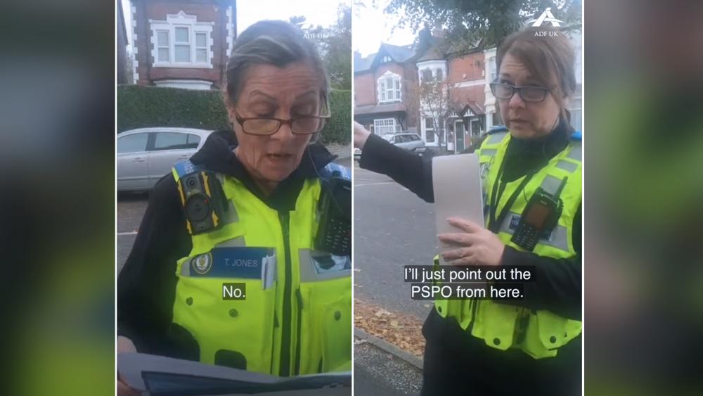 UK Police officer interrogates a Christian woman about her thoughts (Photo: ADF UK screen capture)