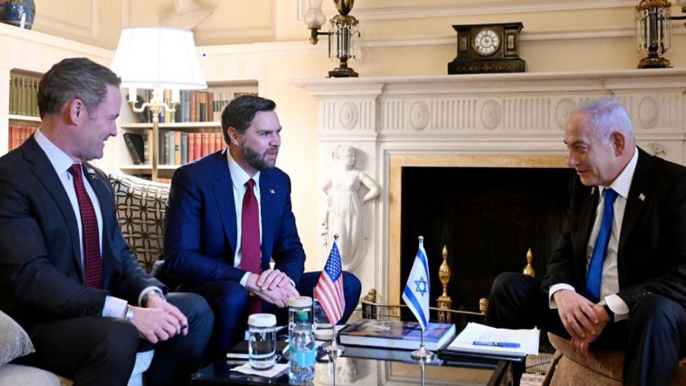 Prime Minister Benjamin Netanyahu, May 2, 2025, met with U.S. Vice President J.D. Vance and US National Security Advisor Mike Waltz. Photo Credit: Avi Ohayon, GPO.